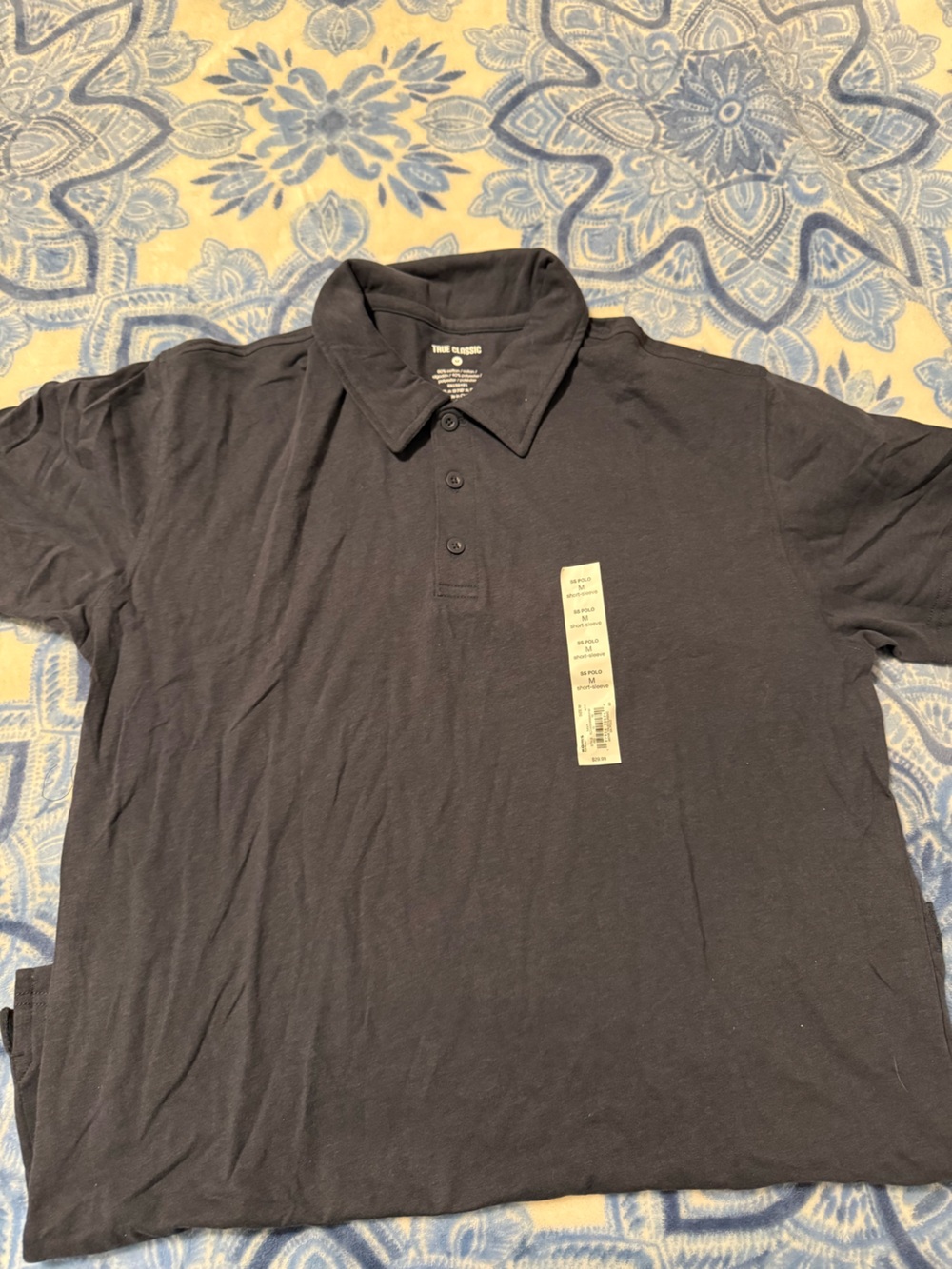 Men’s Black Polo Shirt with Button Placket